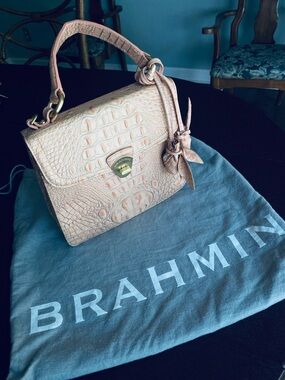 Brahmin Blush Pink Croc-Embossed Top-Handle Satchel